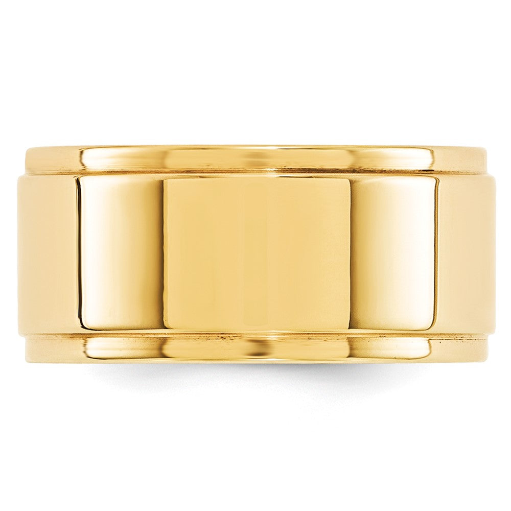 14k Yellow Gold 10mm Flat with Step Edge Wedding Band Size 9