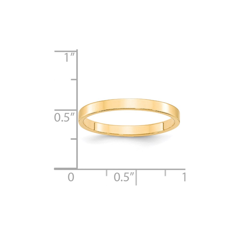 14k Yellow Gold 2.5mm Lightweight Flat Wedding Band Size 8