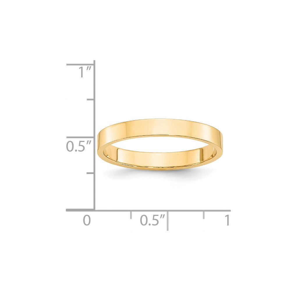 14k Yellow Gold 3mm Lightweight Flat Wedding Band Size 11.5