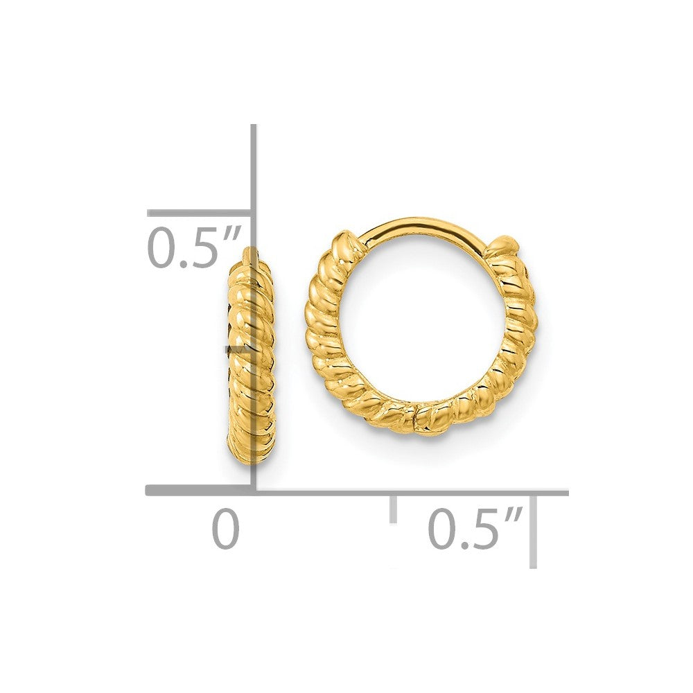 14K Madi K Polished Textured Hoop Earrings