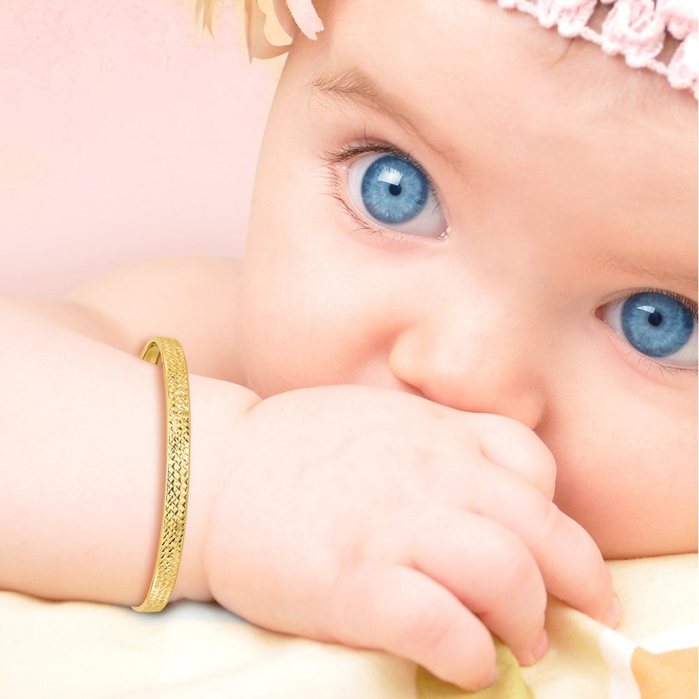 14K Polished Diamond-cut flexible Baby Bangle
