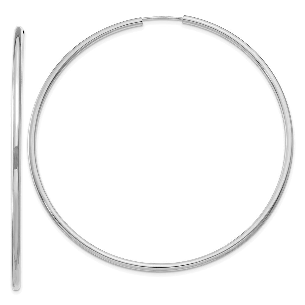 Polished;14K White gold;Hollow tube