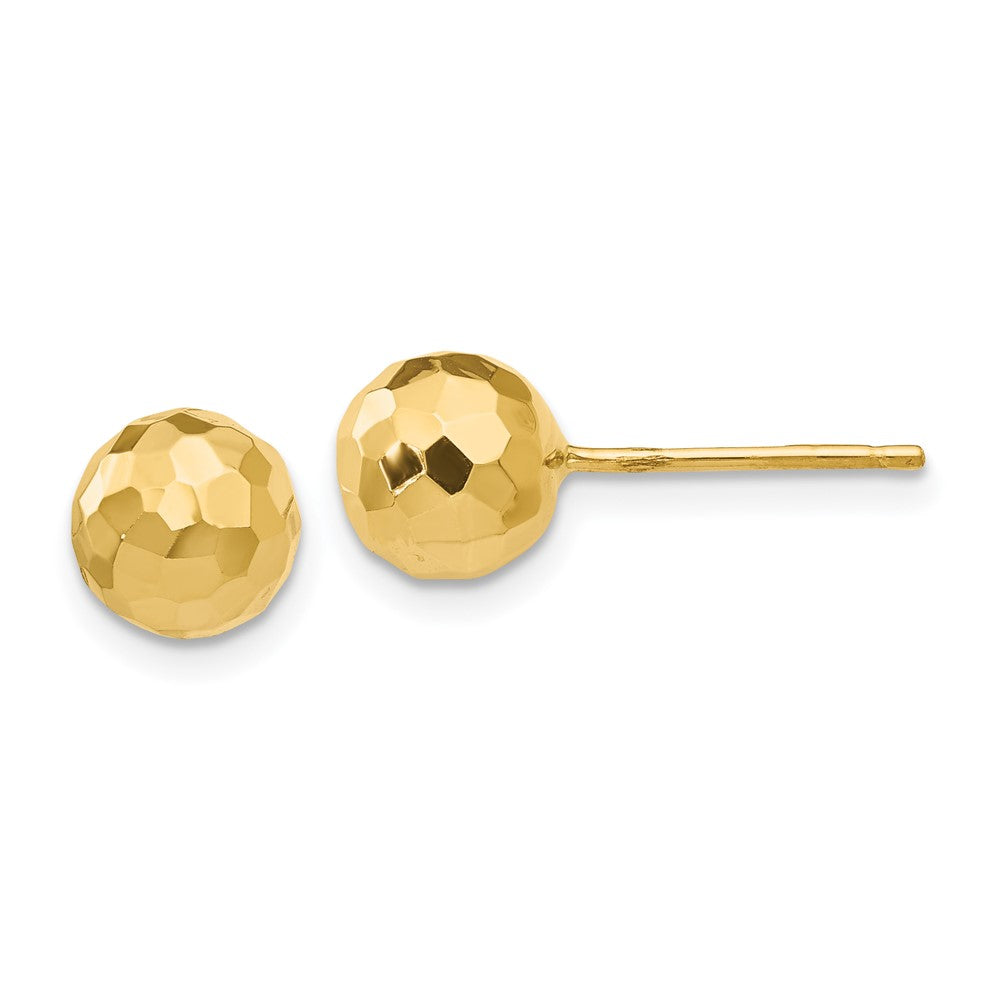Diamond-cut;Polished;14k Yellow gold;Post