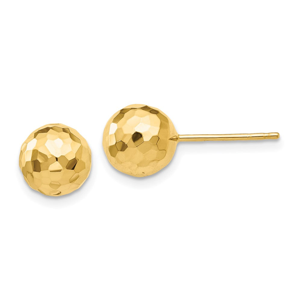 Diamond-cut;Polished;14k Yellow gold;Post