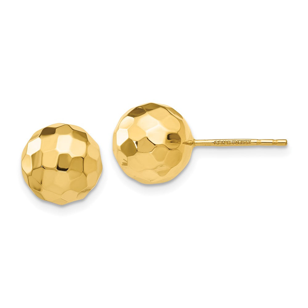 Diamond-cut;Polished;14k Yellow gold;Post