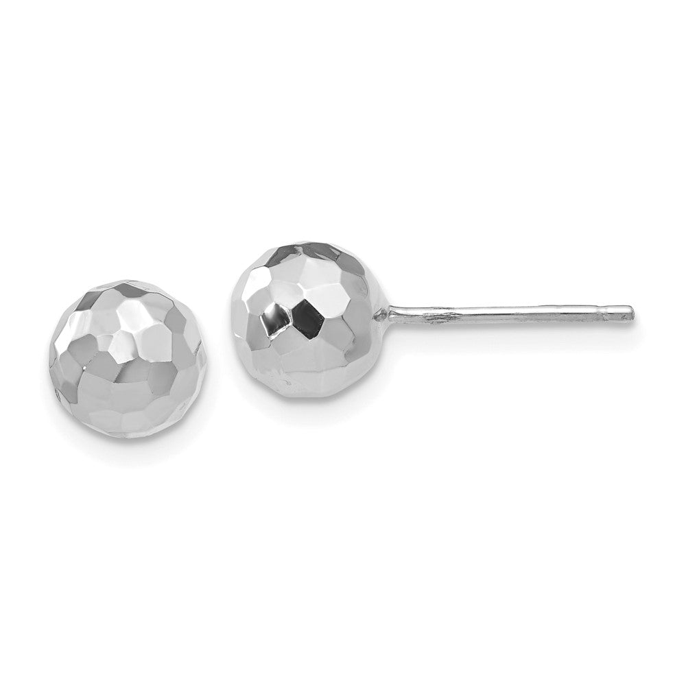 Diamond-cut;Polished;14K White gold;Post