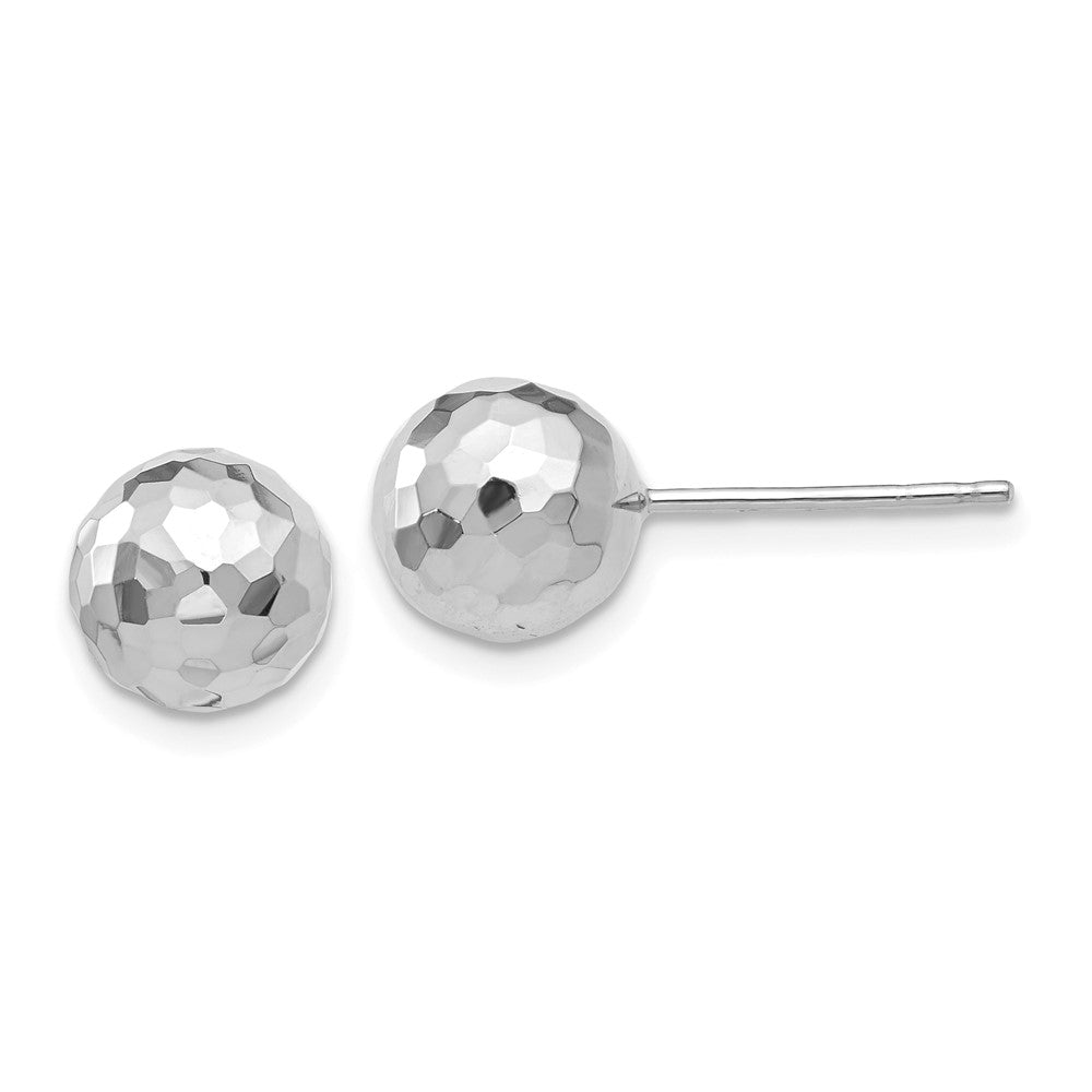 Diamond-cut;Polished;14K White gold;Post