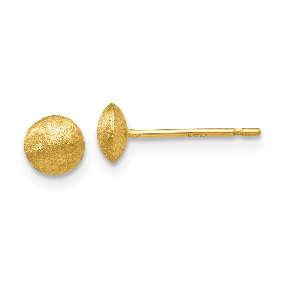 Satin;14k Yellow gold;Post;Domed