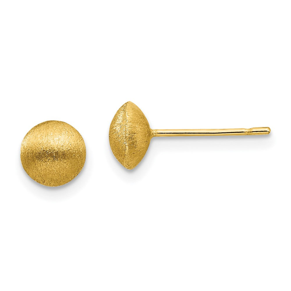Satin;14k Yellow gold;Post;Domed