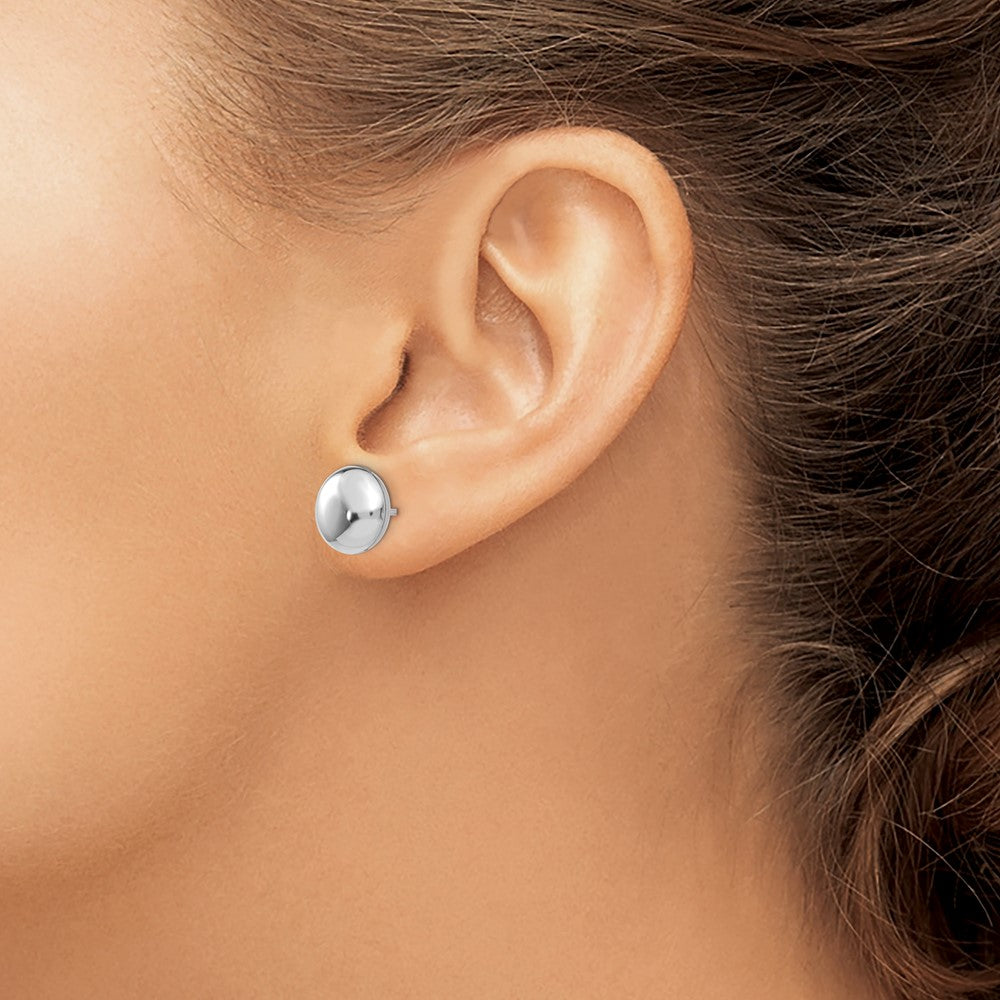 14k White Polished 10.5mm Button Post Earrings