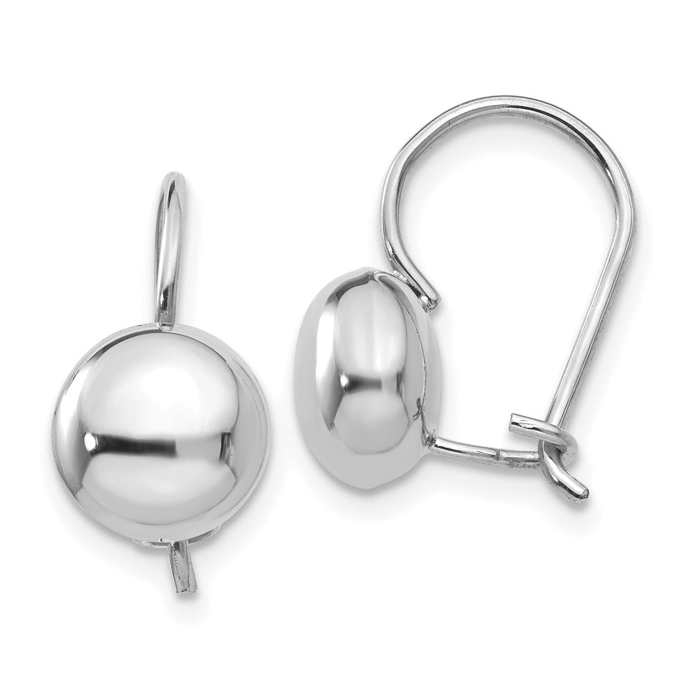 Polished;14K White gold;Kidney wire
