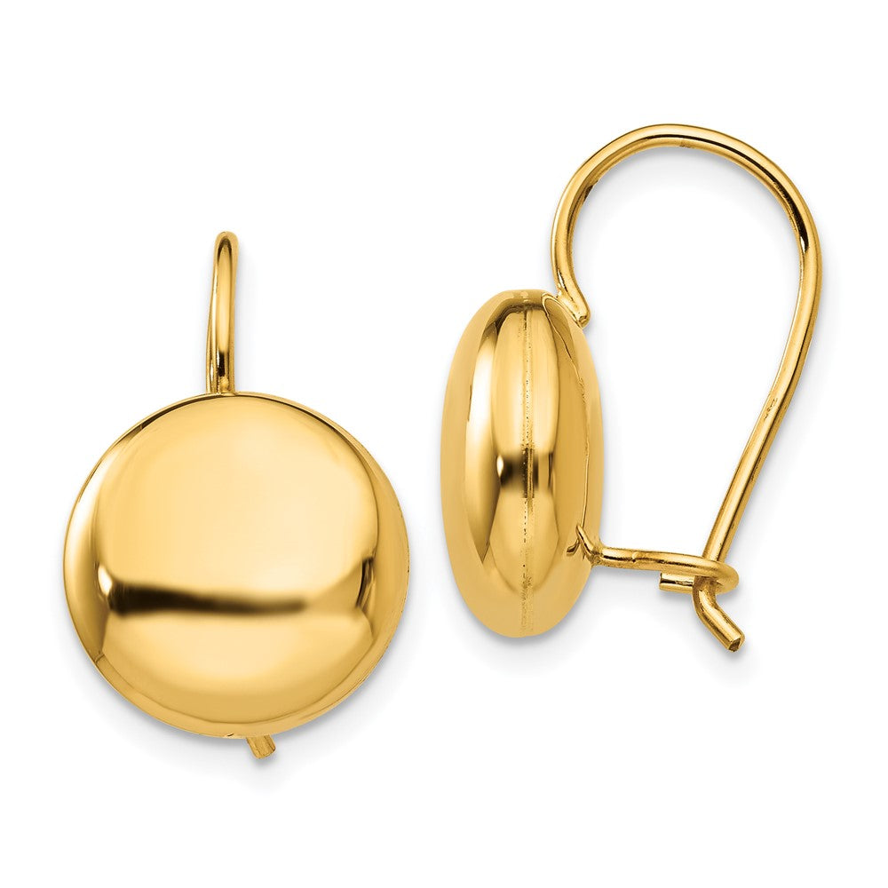 Polished;14k Yellow gold;Kidney wire