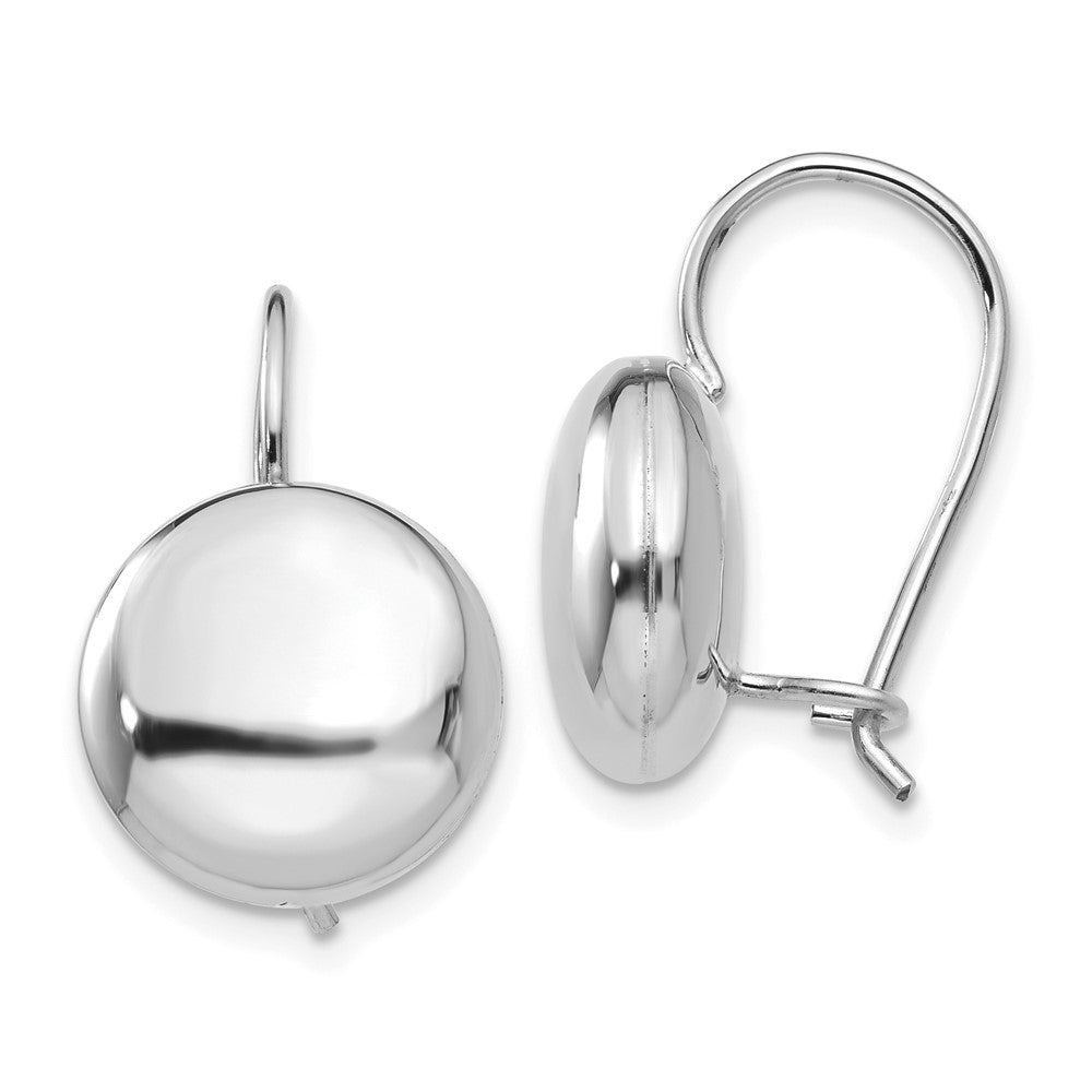 Polished;14K White gold;Kidney wire