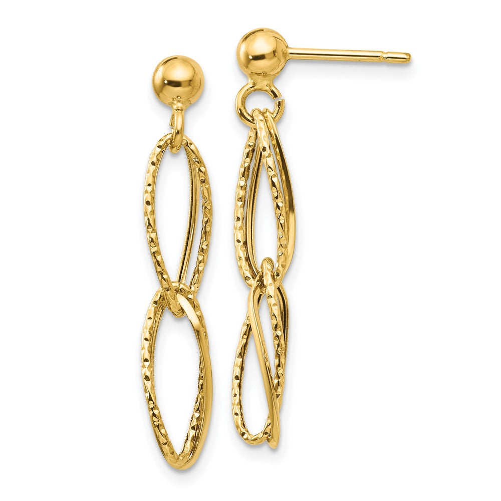 Polished;14k Yellow gold;Post;Textured;Dangle