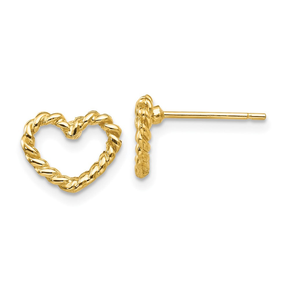 Polished;14k Yellow gold;Post;Textured