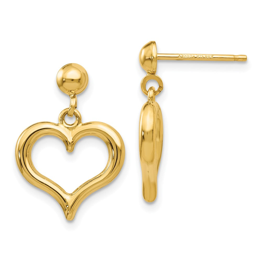 Polished;14k Yellow gold;Post;Dangle