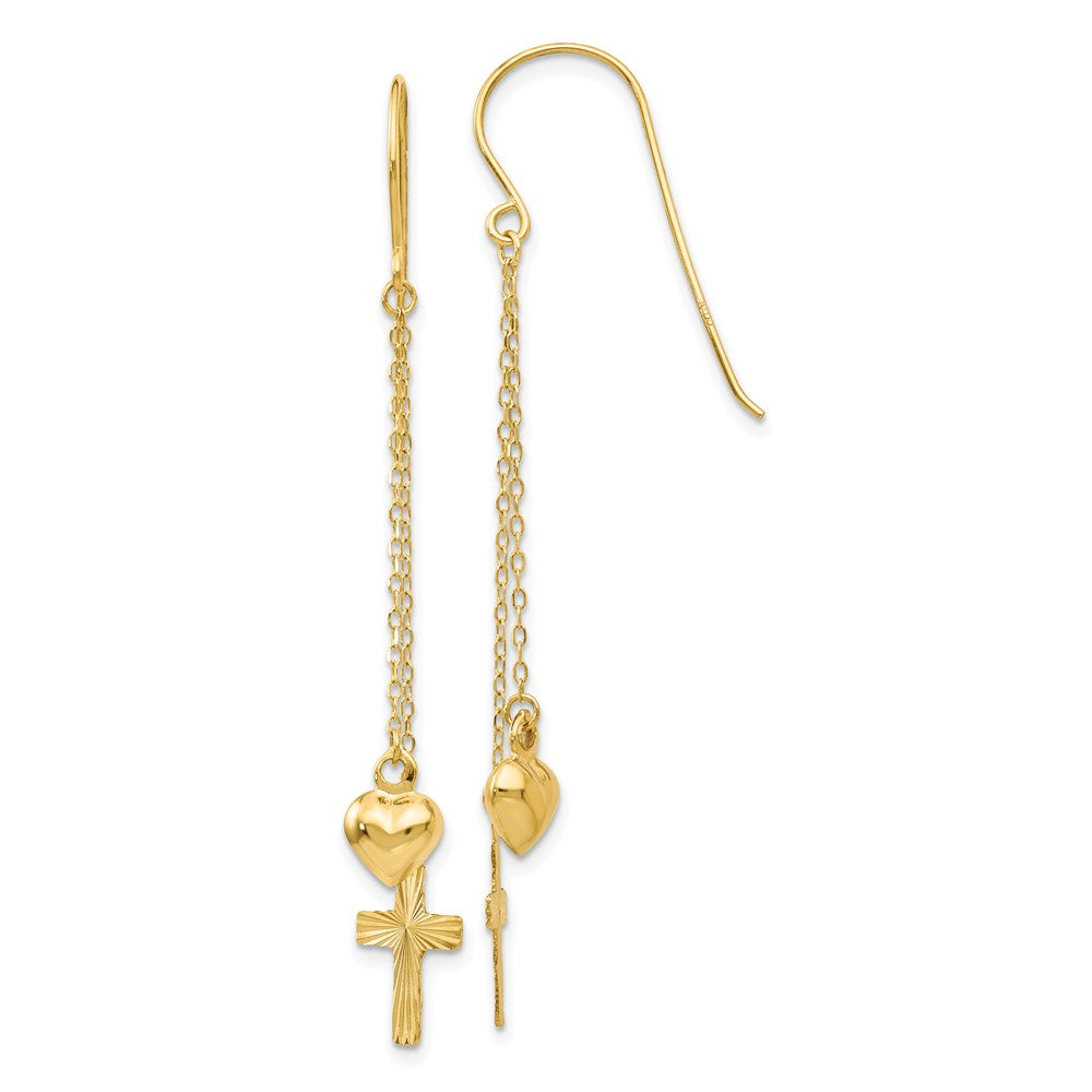 Polished;14k Yellow gold;Shepherd hook;Dangle
