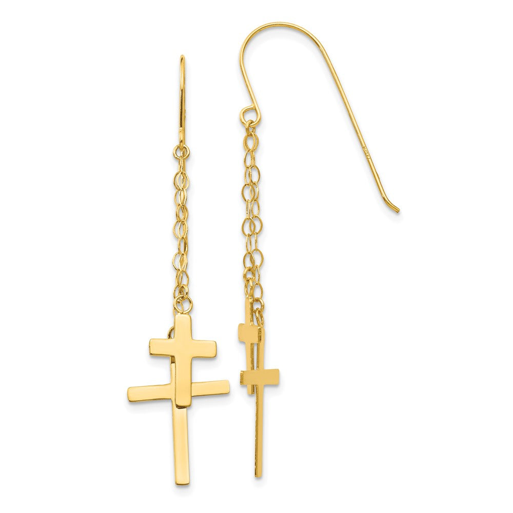 Polished;14k Yellow gold;Shepherd hook;Dangle
