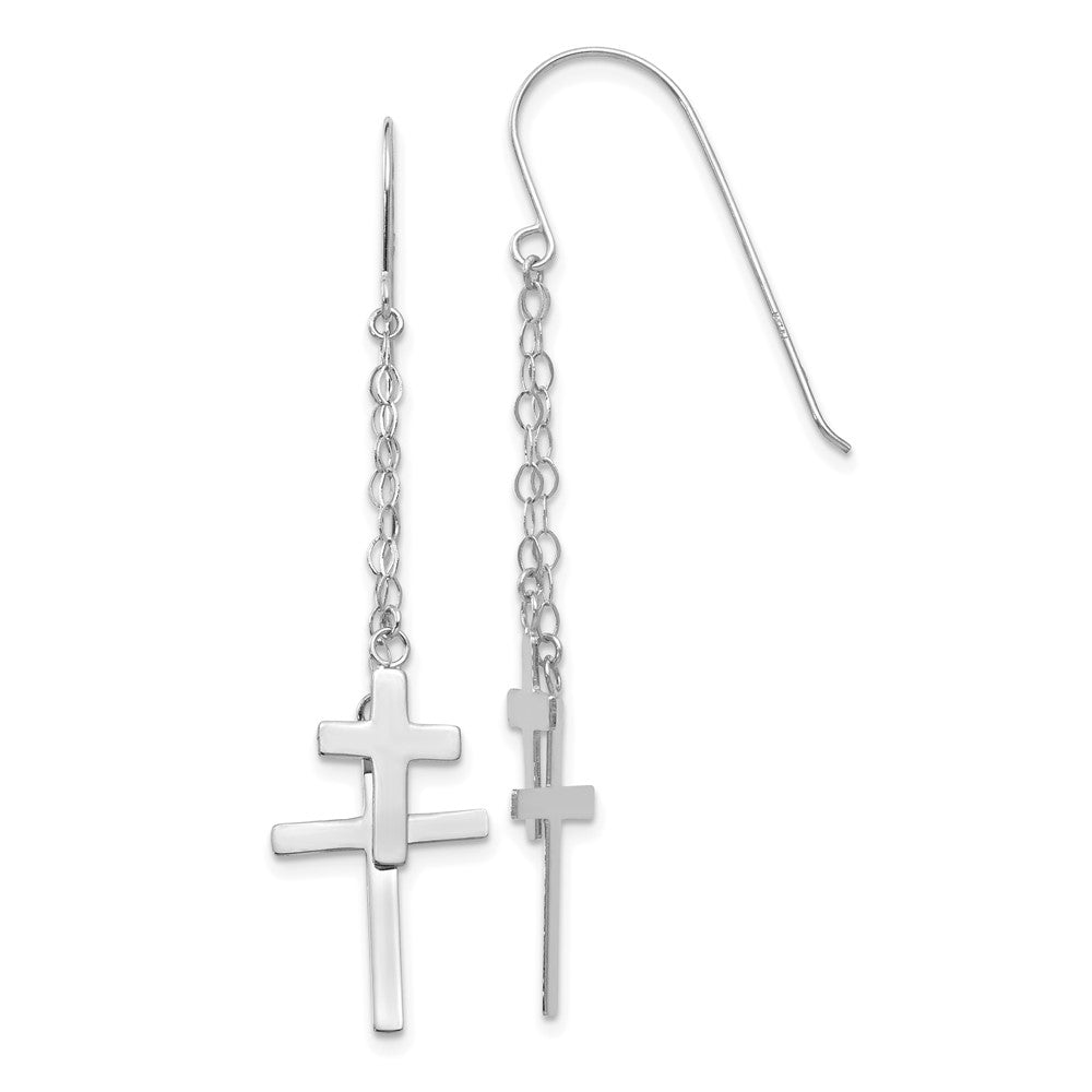 Polished;14K White gold;Shepherd hook;Dangle