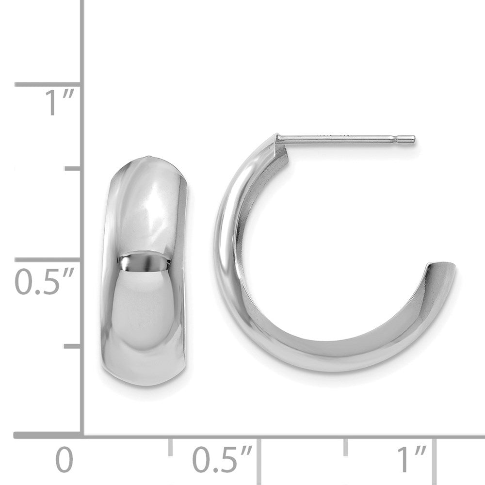 14k White Gold 6.5x24mm Polished J-Hoop Post Earrings