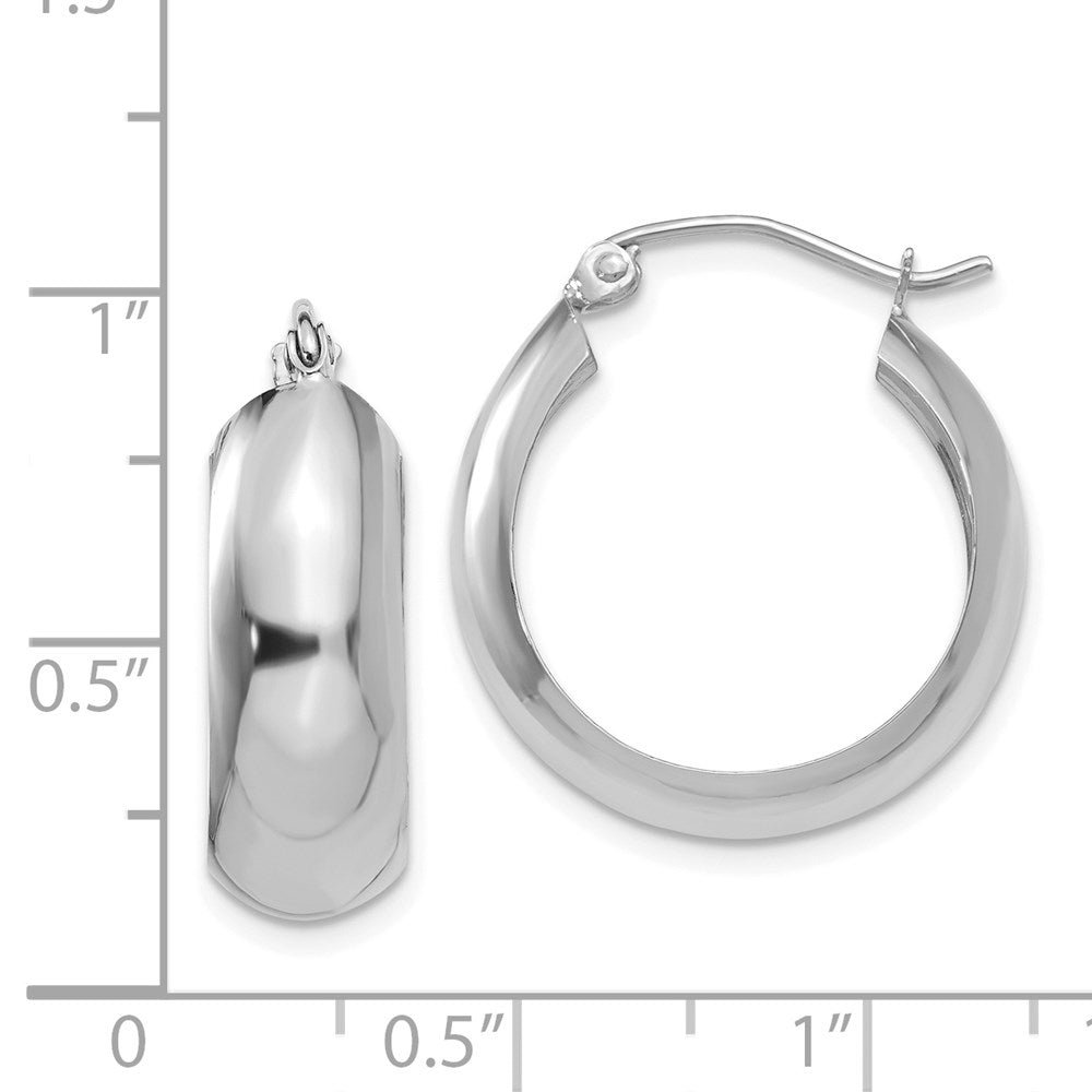 14k White Gold 7x21mm Polished Hoop Earrings