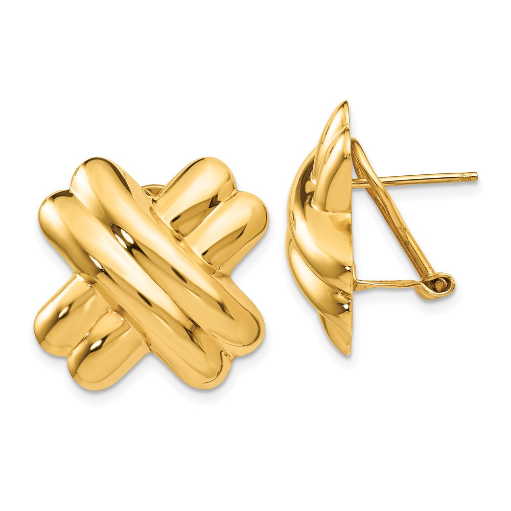 Polished;14k Yellow gold;Flat back;Hollow;Omega back