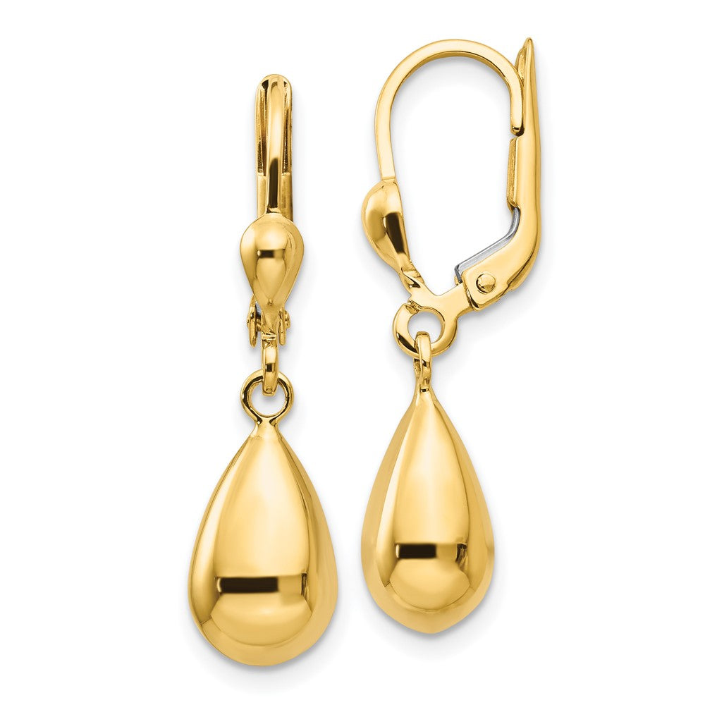 Polished;14k Yellow gold;Hollow;Leverback