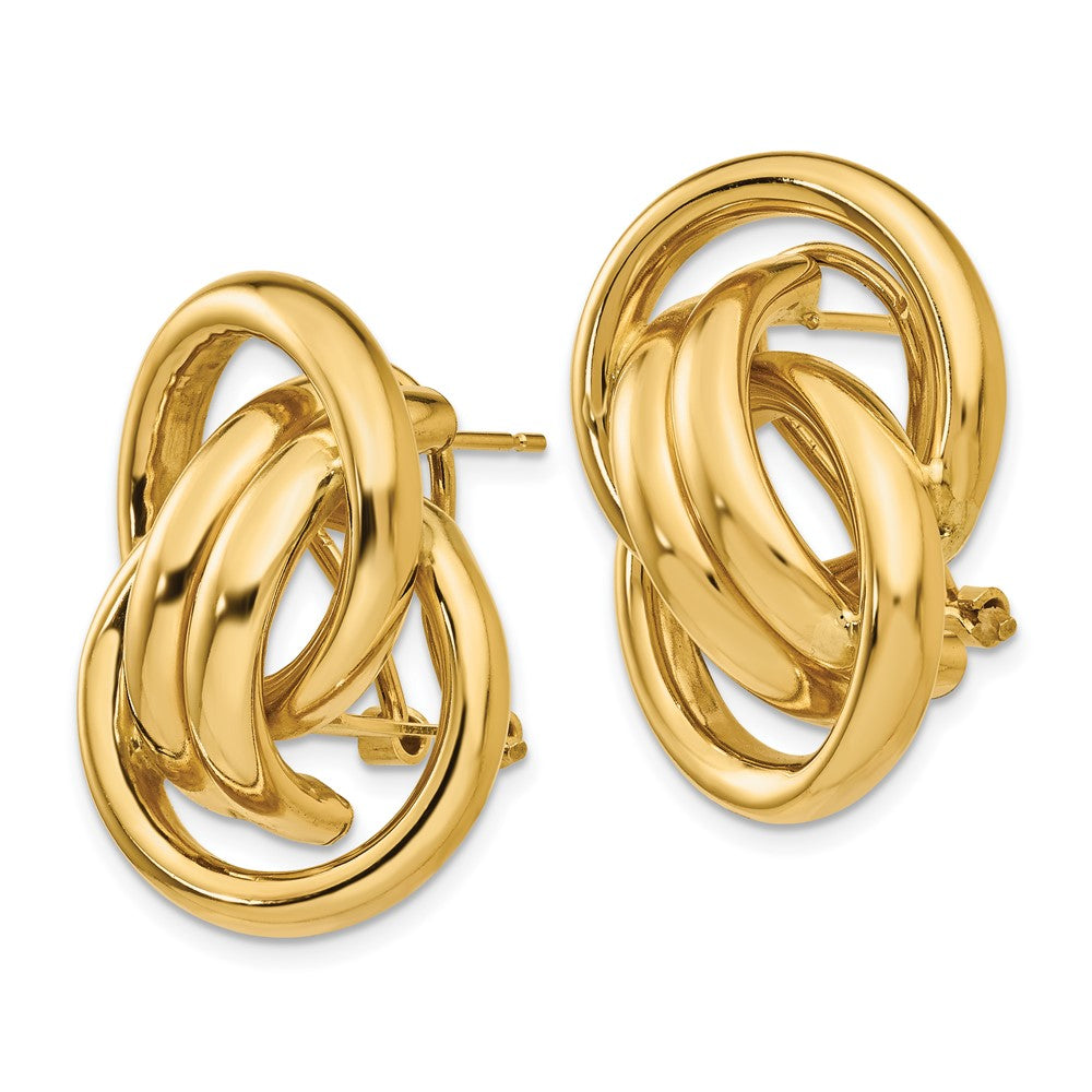 14k Polished Fancy Omega Back Post Earrings