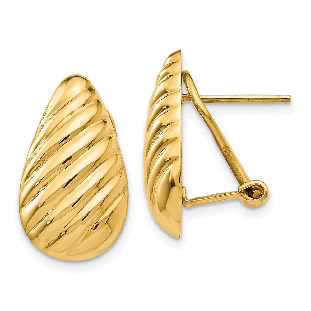 Polished;14k Yellow gold;Flat back;Hollow;Omega back