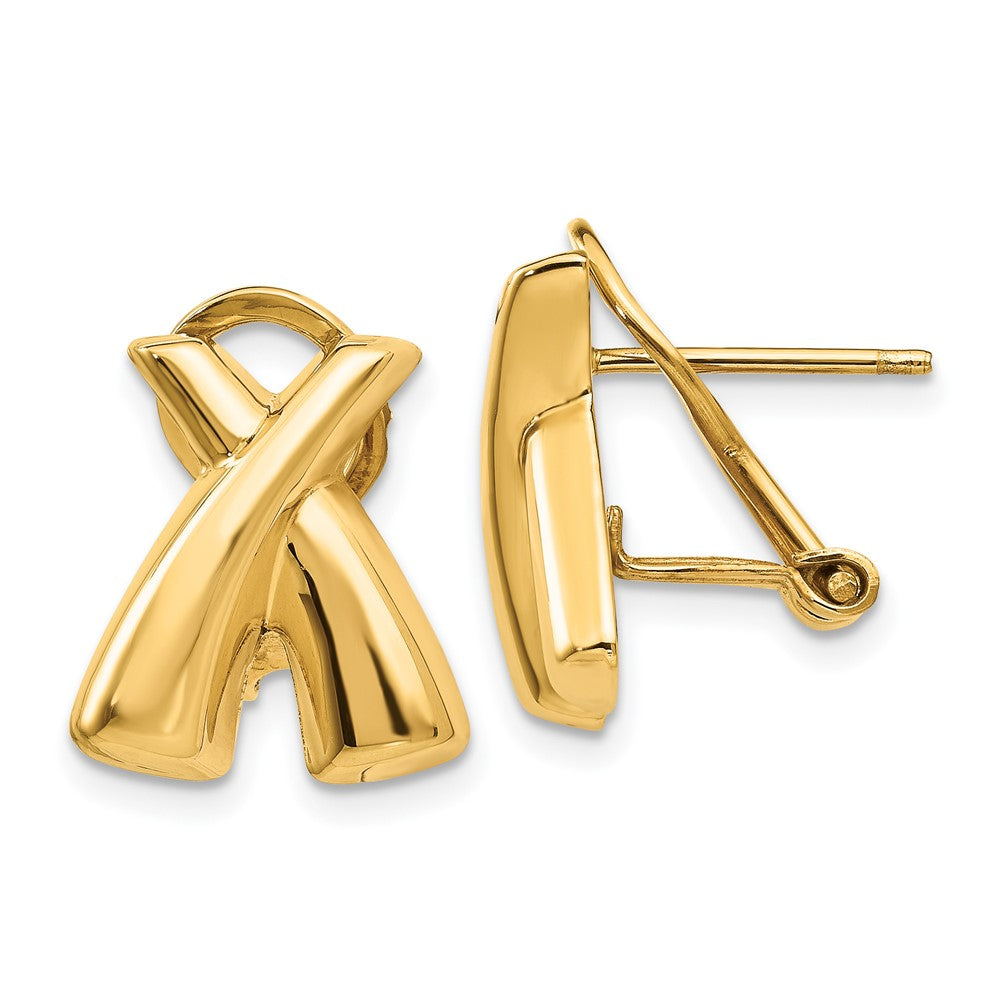 Polished;14k Yellow gold;Flat back;Omega back