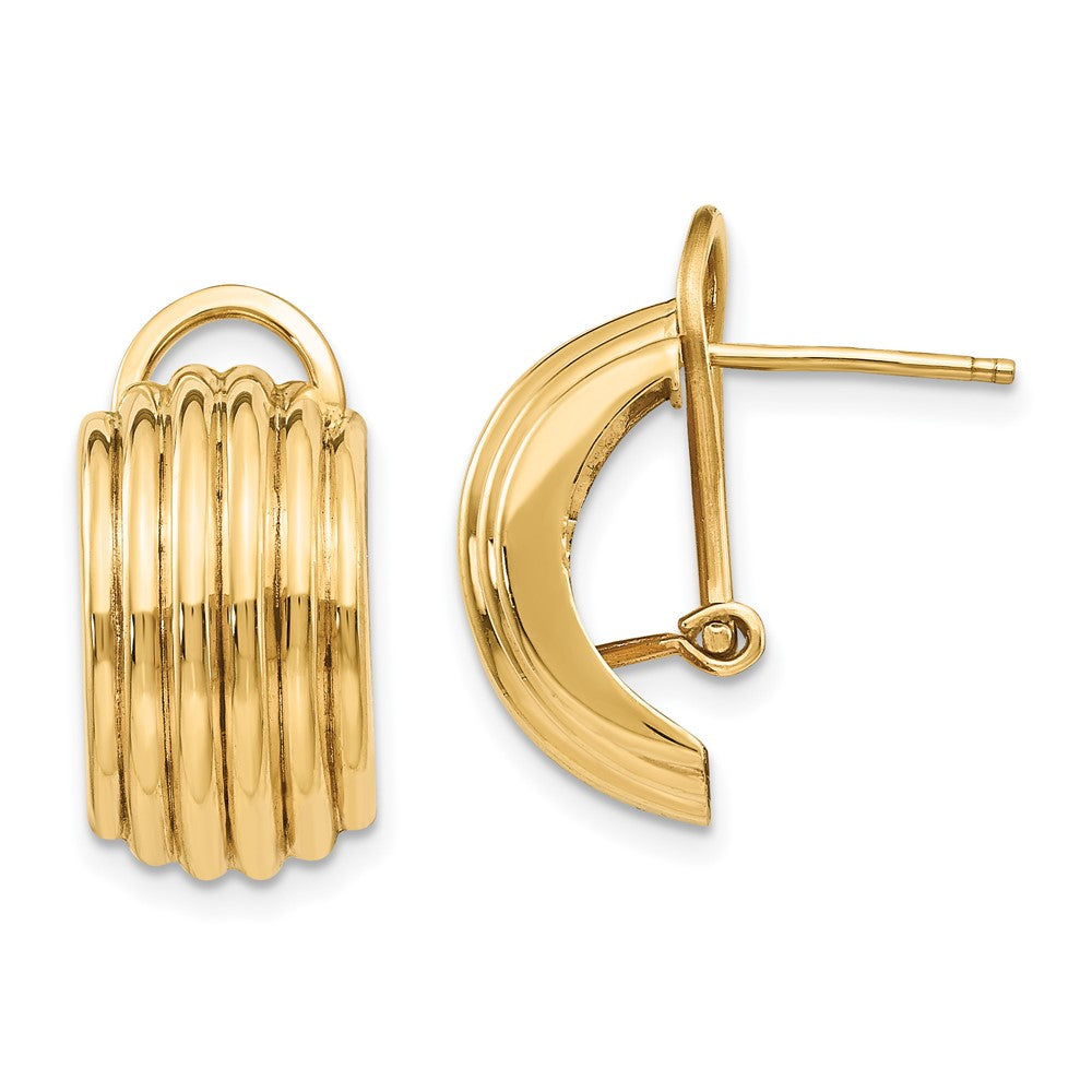 Polished;14k Yellow gold;Open back;Omega back