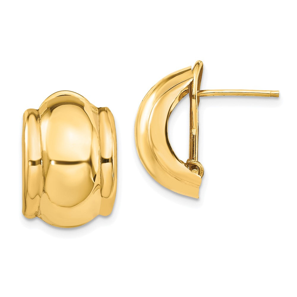 Polished;14k Yellow gold;Open back;Omega back