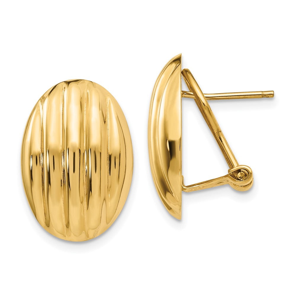 Polished;14k Yellow gold;Flat back;Hollow;Omega back
