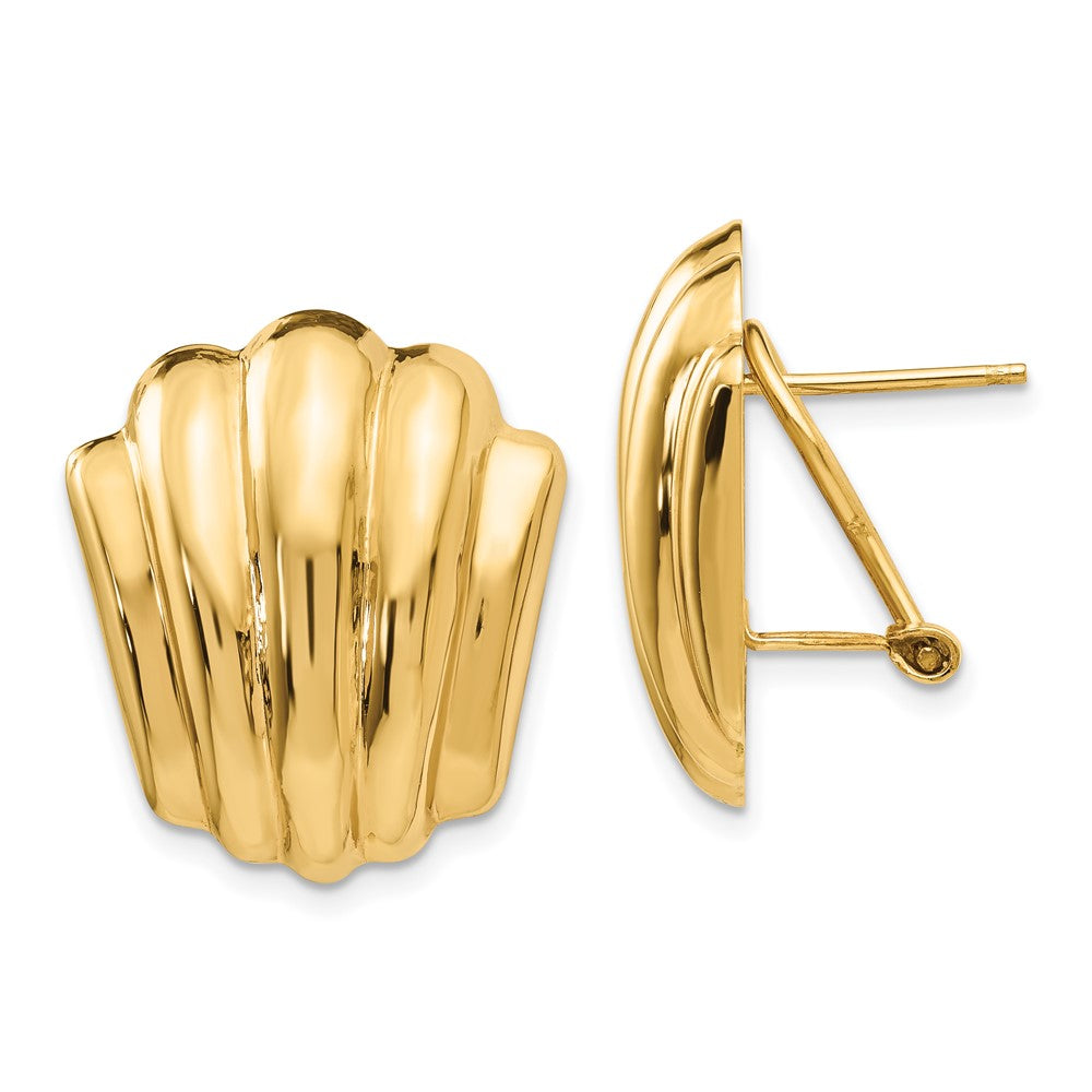 Polished;14k Yellow gold;Hollow;Omega back