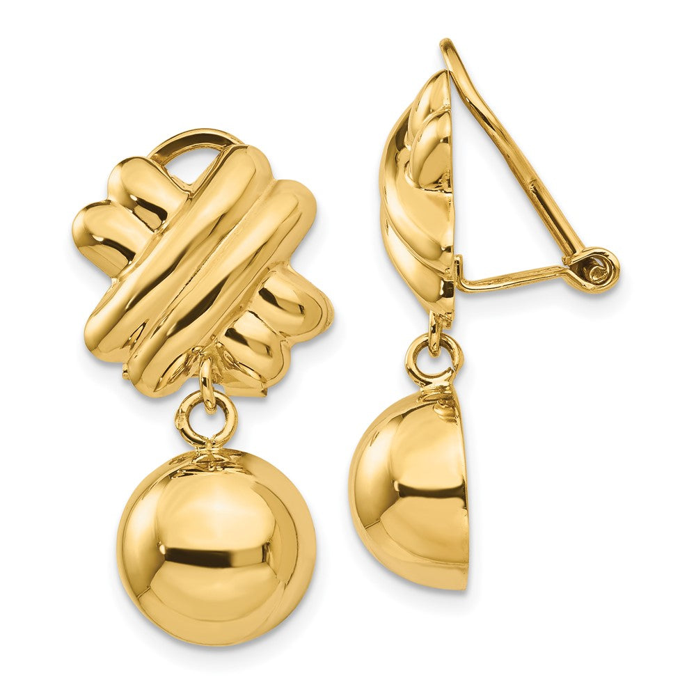 Polished;14k Yellow gold;Non-pierced;Dangle