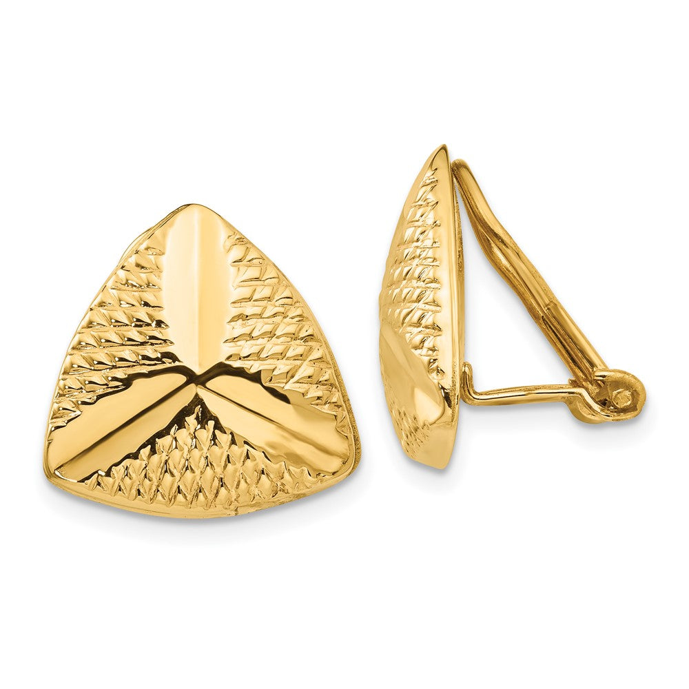 Polished;14k Yellow gold;Non-pierced;Textured