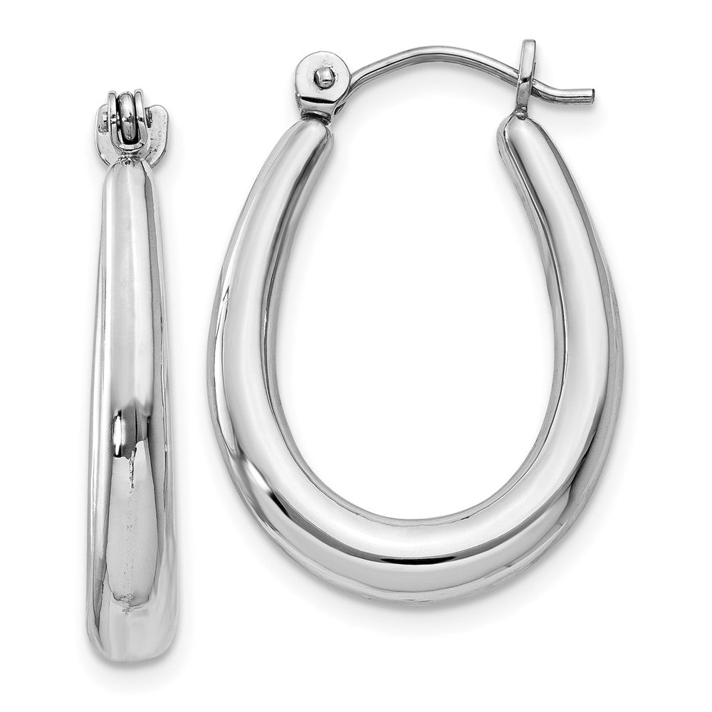 Polished;14K White gold;Stamped;Hollow;Hinged post