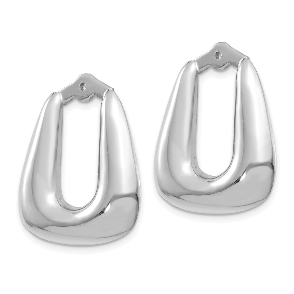 14k White Gold Polished Square Hoop Earring Jackets