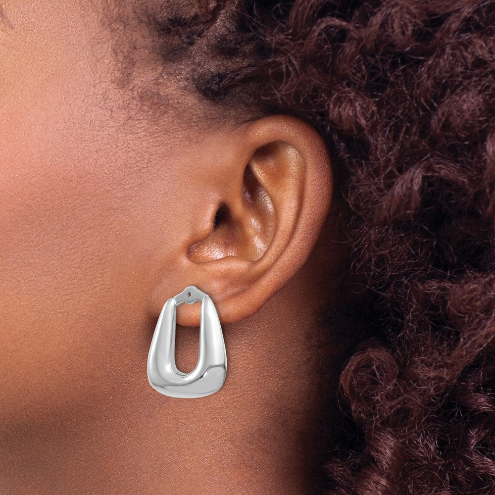 14k White Gold Polished Square Hoop Earring Jackets