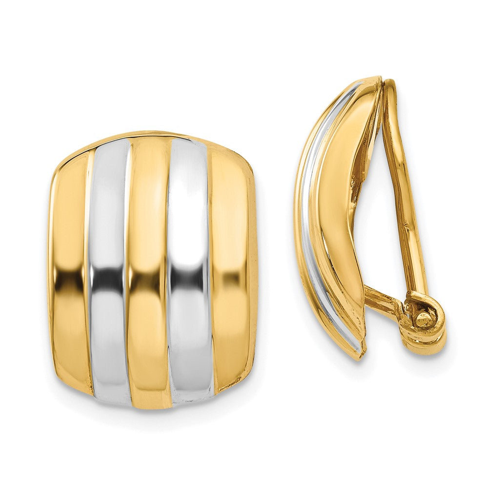 Polished;Open back;Non-pierced;14K Yellow gold & rhodium