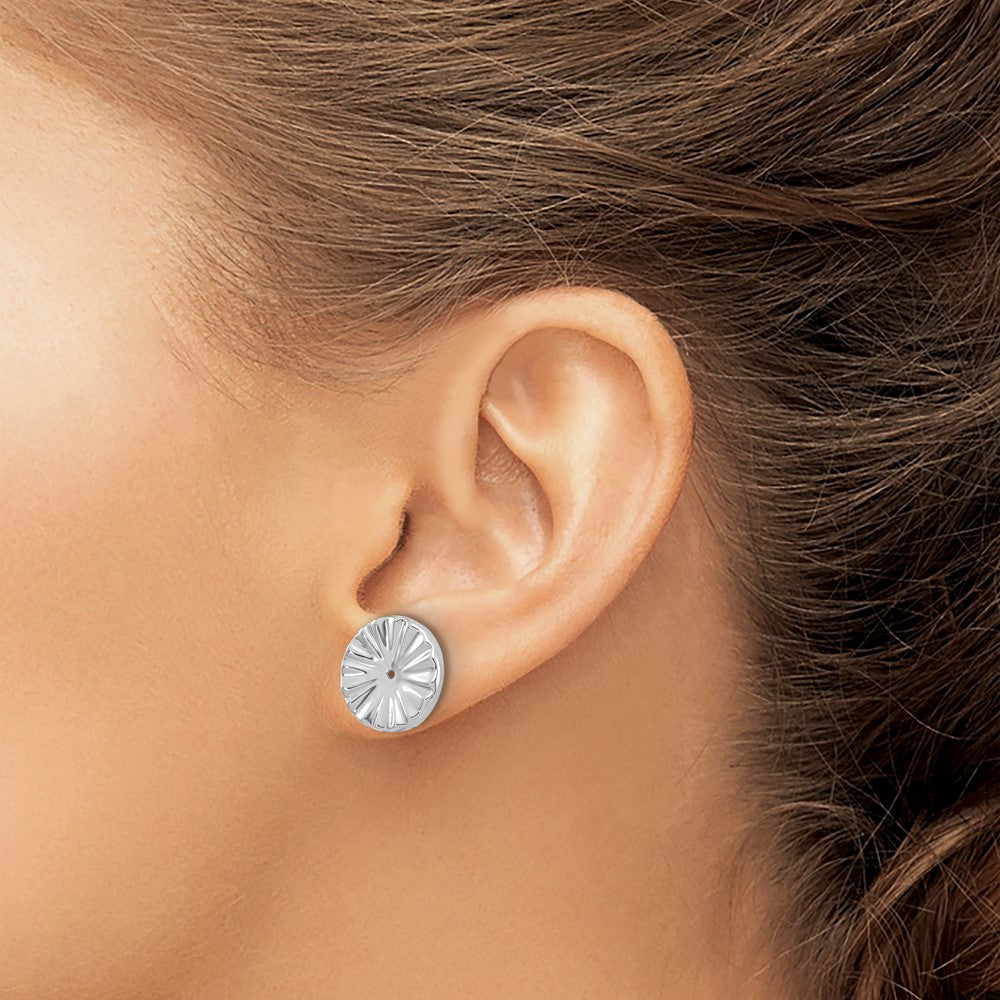 14k White Gold Polished Sunburst Earring Jackets