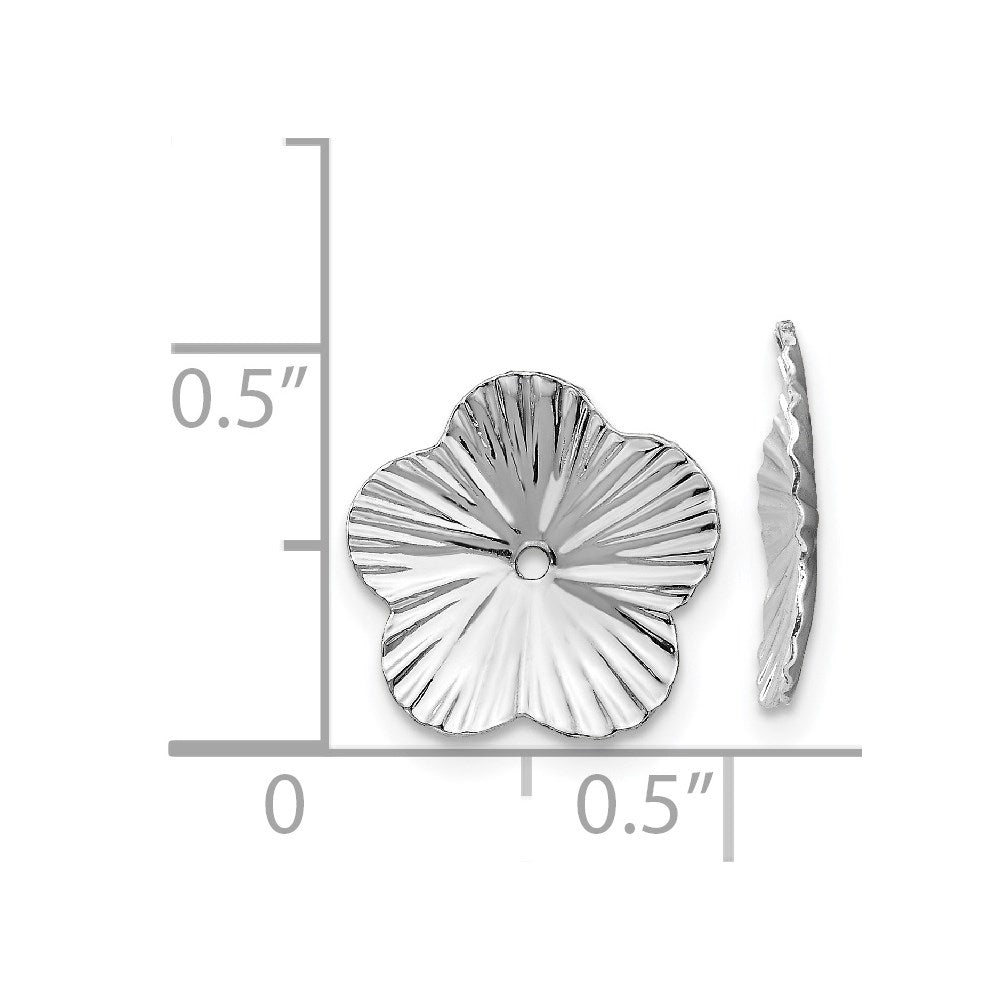 14k White Gold Polished Fancy Floral Earring Jackets