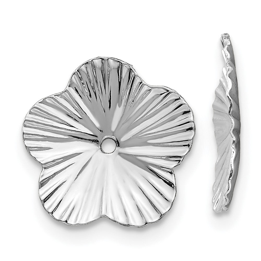 Polished;14K White gold;Open back;Textured;Flower