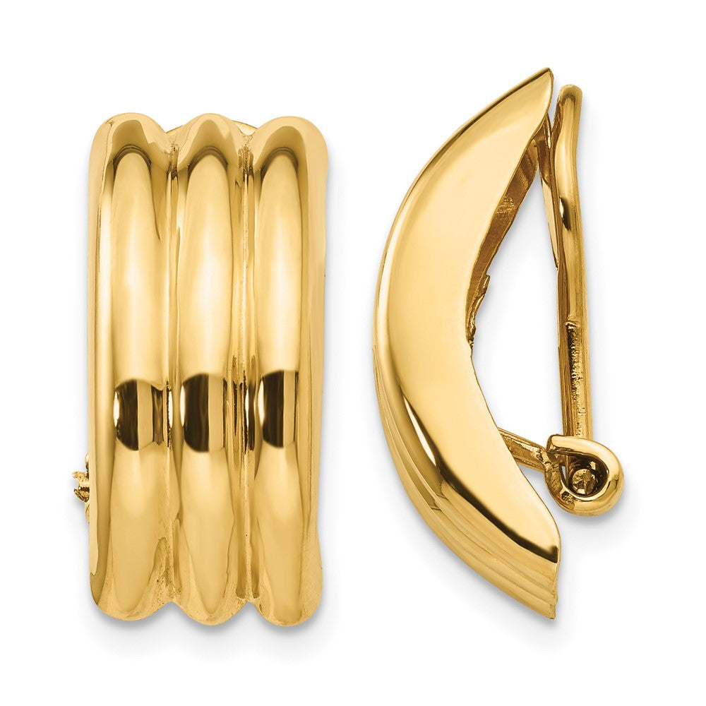 Polished;14k Yellow gold;Open back;Non-pierced
