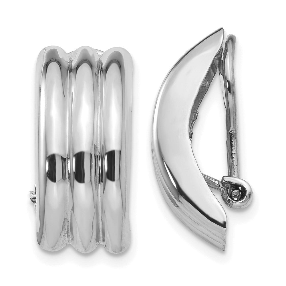 Polished;14K White gold;Open back;Omega back;Non-pierced