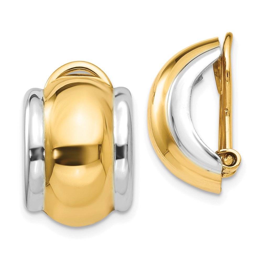 Polished;Non-pierced;14K Yellow gold & rhodium