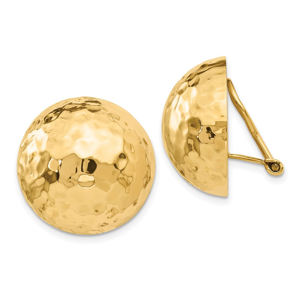 14k Yellow gold;Flat back;Non-pierced;Hammered
