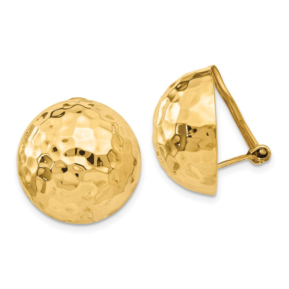 Polished;14k Yellow gold;Flat back;Non-pierced;Hammered