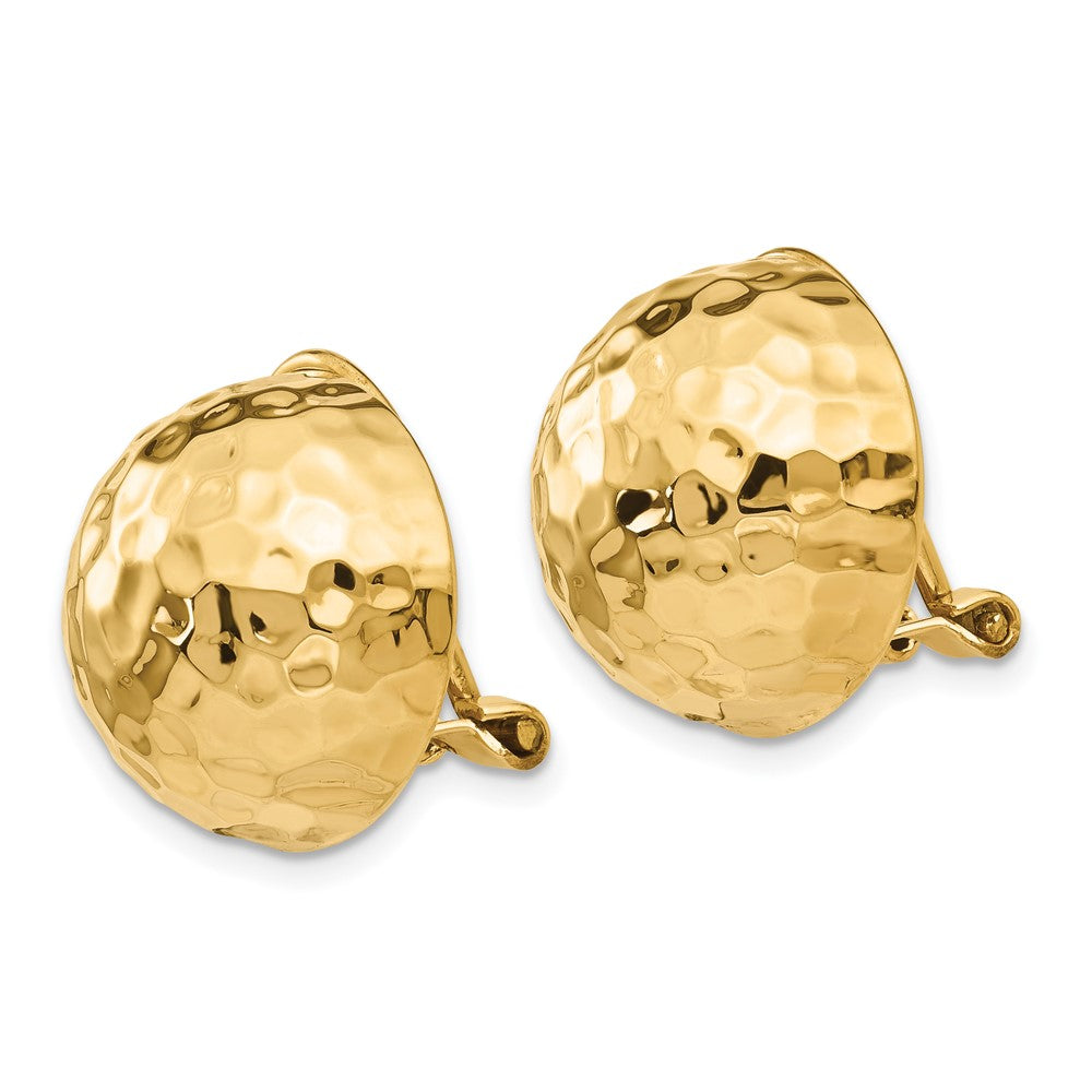 14k Omega Clip 16mm Hammered Non-pierced Earrings