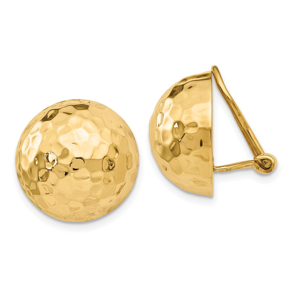 Polished;14k Yellow gold;Non-pierced;Hammered